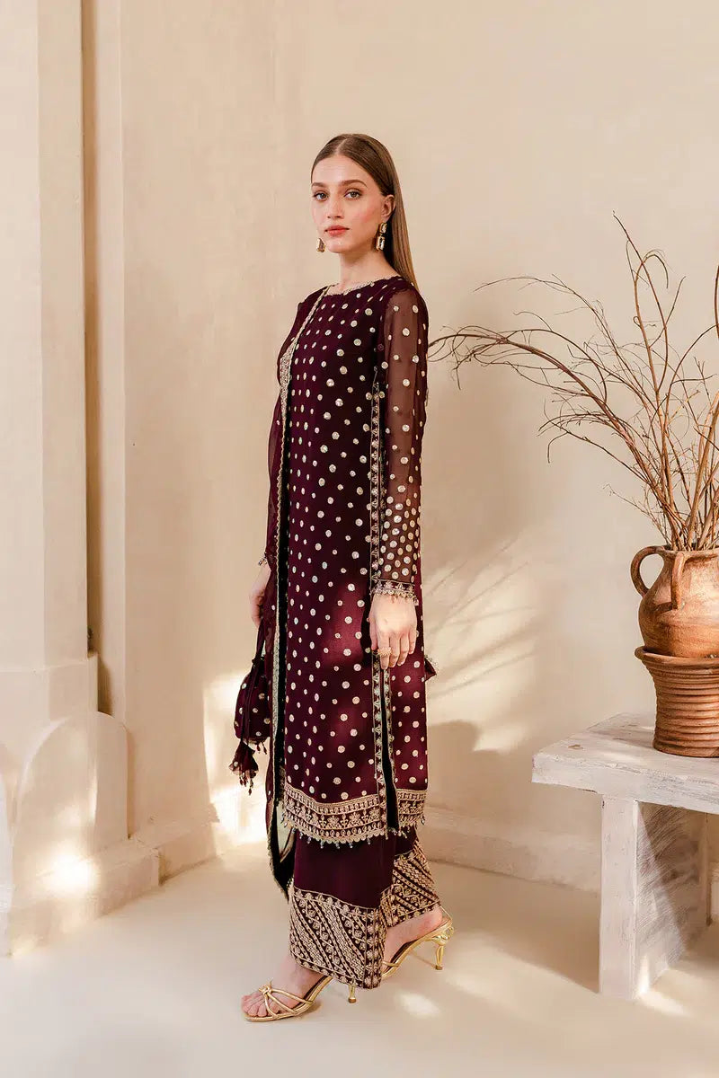 Farasha | Ritzier Festive Formals | Mulberry Glaze by Designer Farasha - House of Maryam - Pakistani Designer Ethnic Wear in {{ shop.shopifyCountryName }}