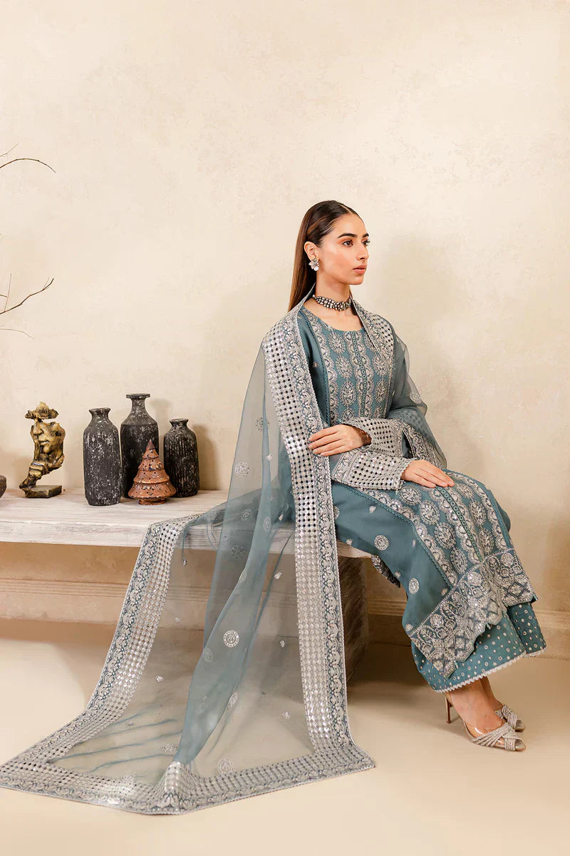 Farasha | Ritizer Festive Formals | Aqua Flora by Designer Farasha - House of Maryam - Pakistani Designer Ethnic Wear in {{ shop.shopifyCountryName }}