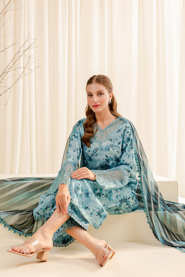 Farasha | Printed Essentials | AQUA BERYL by Designer Farasha - House of Maryam - Pakistani Designer Ethnic Wear in {{ shop.shopifyCountryName }}