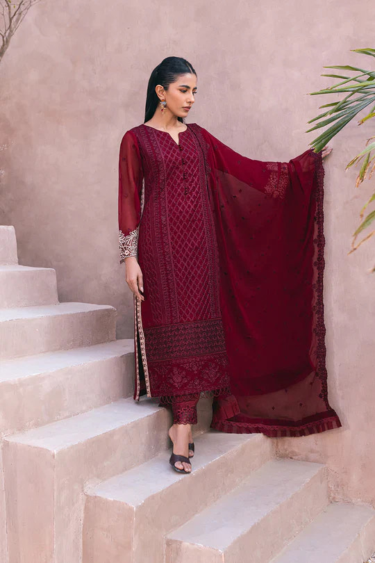 Azure | Embroidered Ensembles 3 Pcs | Fire Lily -  Azure Formal - Original Designer Dress - House of Maryam
