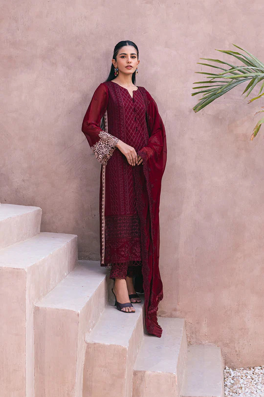 Azure | Embroidered Ensembles 3 Pcs | Fire Lily -  Azure Formal - Original Designer Dress - House of Maryam