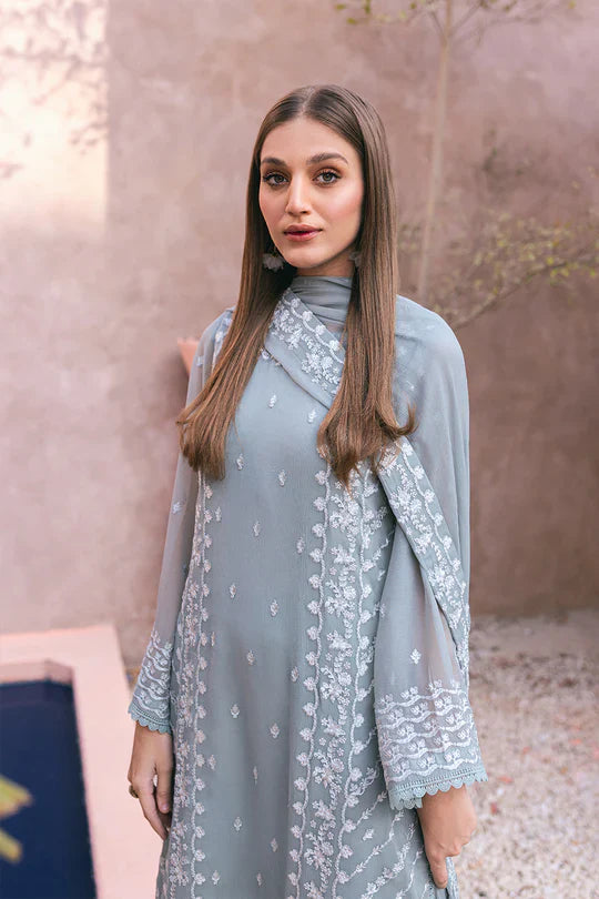 Azure | Embroidered Ensembles 3 Pcs | Frosted Fern -  Azure Formal - Original Designer Dress - House of Maryam