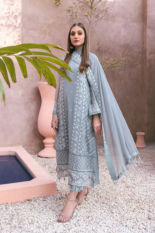 Azure | Embroidered Ensembles 3 Pcs | Frosted Fern -  Azure Formal - Original Designer Dress - House of Maryam