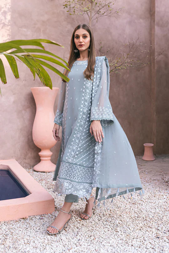 Azure | Embroidered Ensembles 3 Pcs | Frosted Fern -  Azure Formal - Original Designer Dress - House of Maryam