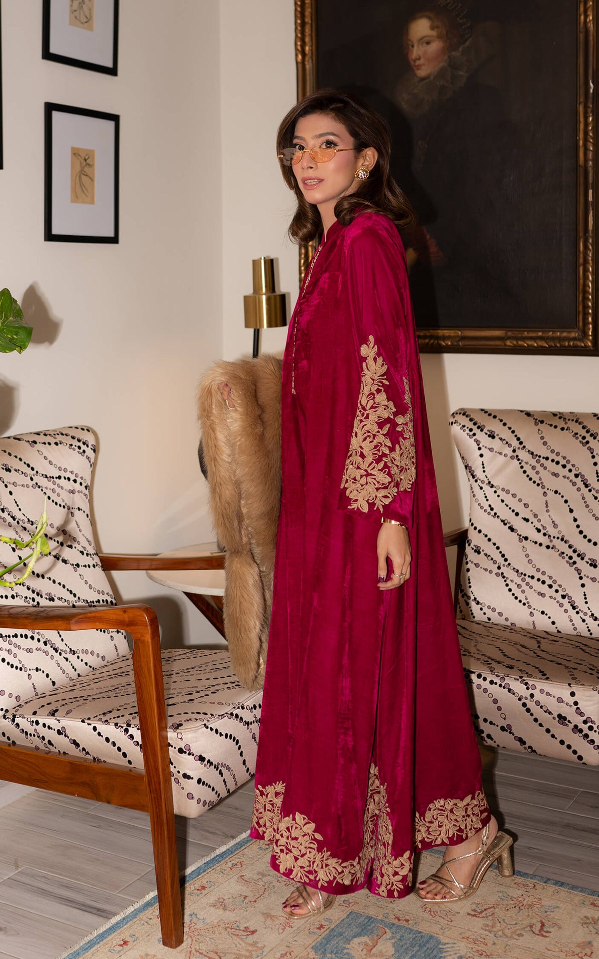 Asifa and Nabeel | Zephyr Formals | Fuchsia Royalty Kaftan, image 5
