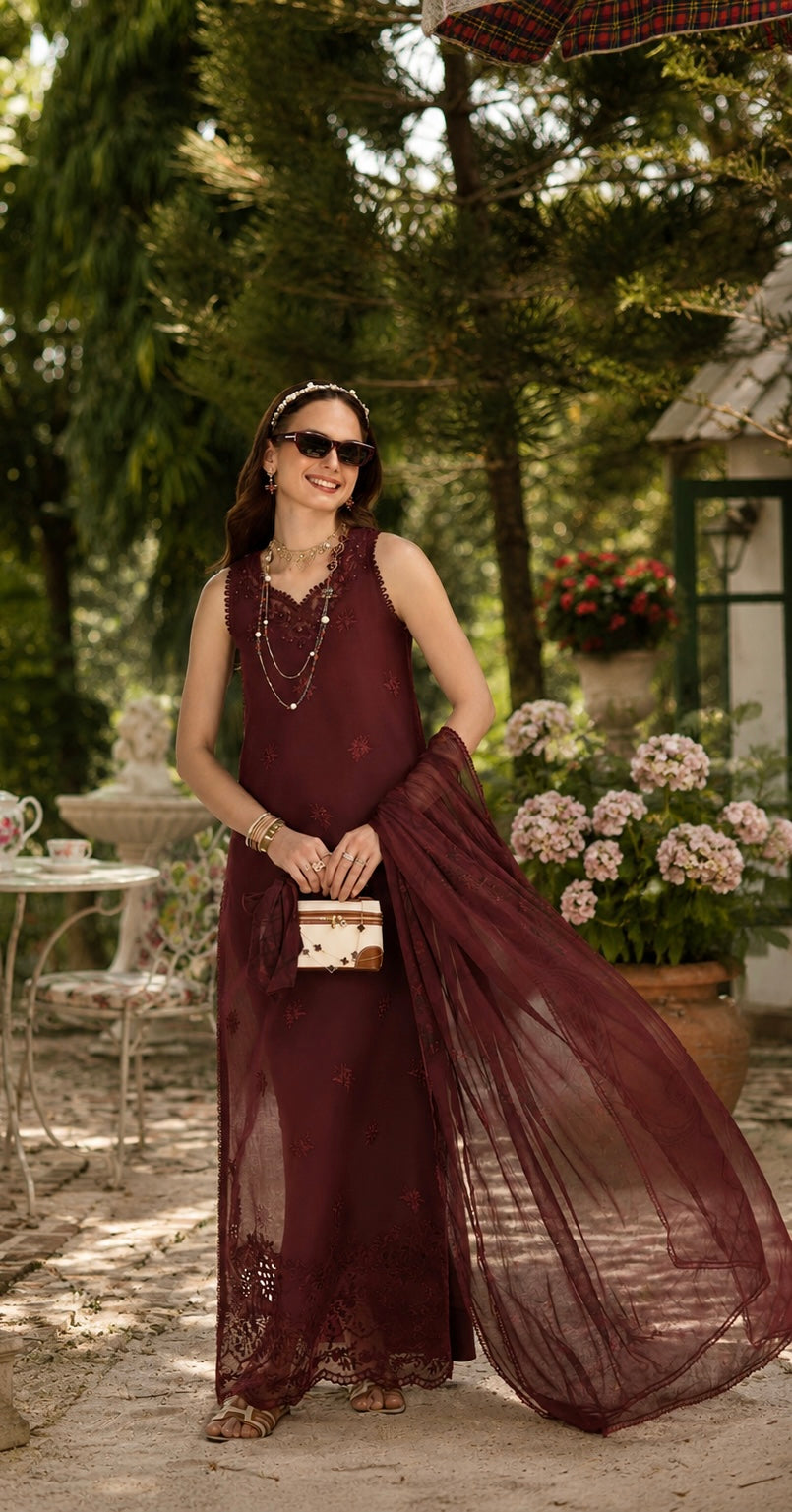 Noor by Saadia Asad | Noor Eid Printskhas 26 |D10 €“ Burgundy-3