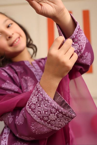 Zellbury Girls | 3 Piece Cambric | Embroidered Kurta Dupatta Trouser - 3664 -  Zellbury Girls Essential Pret - Original Designer Dress - House of Maryam