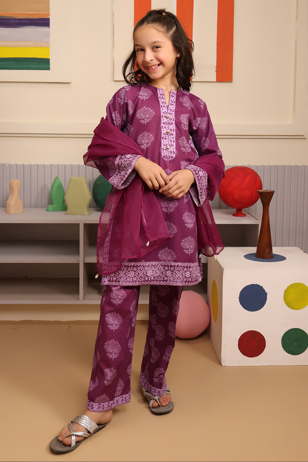 Zellbury Girls | 3 Piece Cambric | Embroidered Kurta Dupatta Trouser - 3664 -  Zellbury Girls Essential Pret - Original Designer Dress - House of Maryam