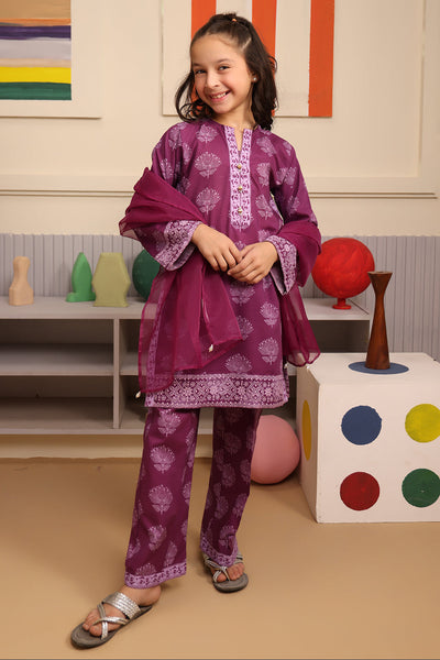 Zellbury Girls | 3 Piece Cambric | Embroidered Kurta Dupatta Trouser - 3664 -  Zellbury Girls Essential Pret - Original Designer Dress - House of Maryam