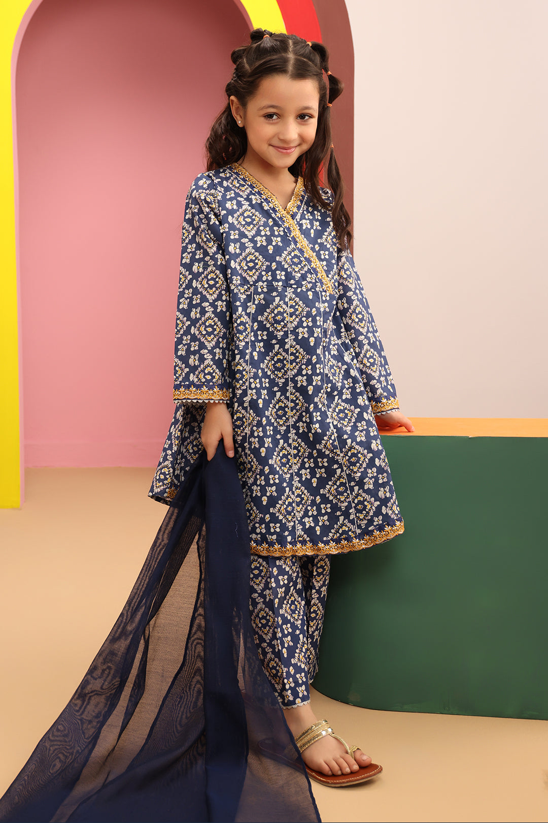 Zellbury Girls | 3 Piece Cambric | Embroidered Kurta Dupatta Trouser - 3821 -  Zellbury Girls Essential Pret - Original Designer Dress - House of Maryam
