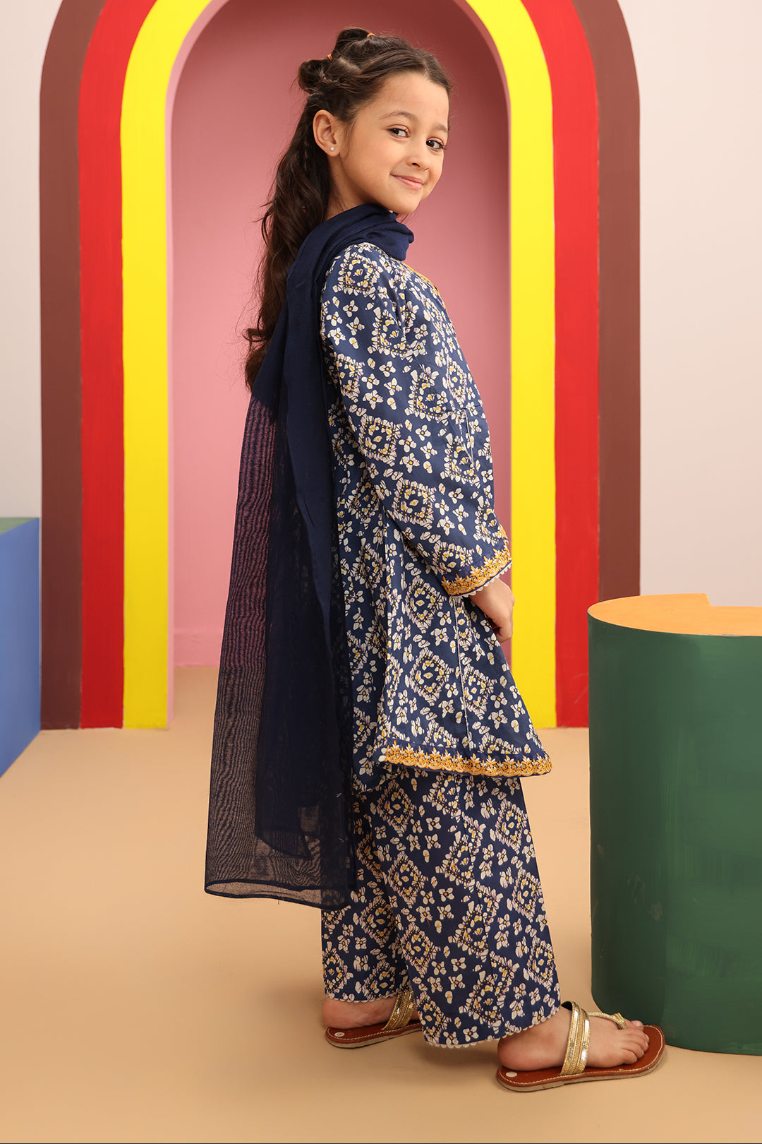 Zellbury Girls | 3 Piece Cambric | Embroidered Kurta Dupatta Trouser - 3821 -  Zellbury Girls Essential Pret - Original Designer Dress - House of Maryam