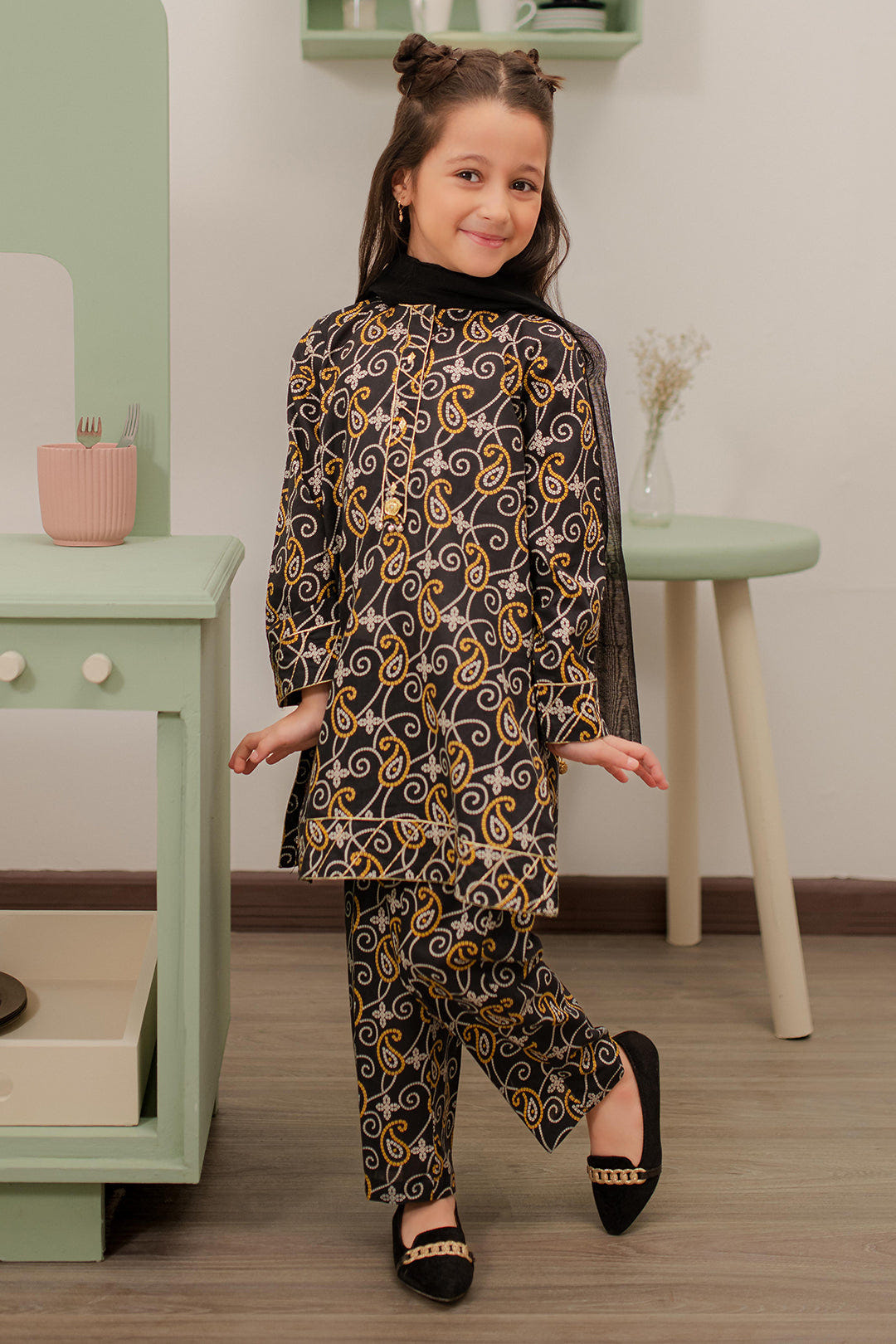 Zellbury Girls | 3 Piece Cambric | Embroidered Kurta Dupatta Trouser - 3823 -  Zellbury Girls Essential Pret - Original Designer Dress - House of Maryam