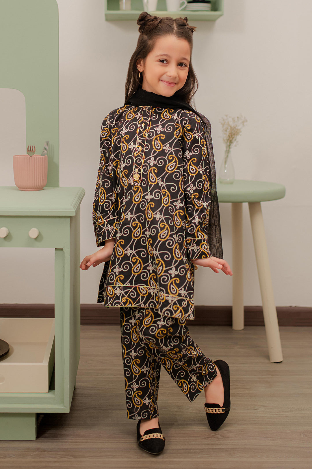 Zellbury Girls | 3 Piece Cambric | Embroidered Kurta Dupatta Trouser - 3823 -  Zellbury Girls Essential Pret - Original Designer Dress - House of Maryam