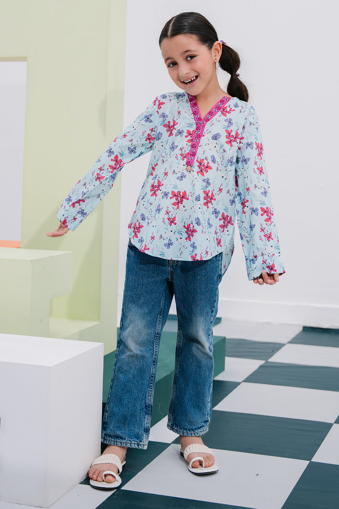 Zellbury Girls | 1 Piece Lawn | Kurta - 1387 -  Zellbury Girls Essential Pret - Original Designer Dress - House of Maryam