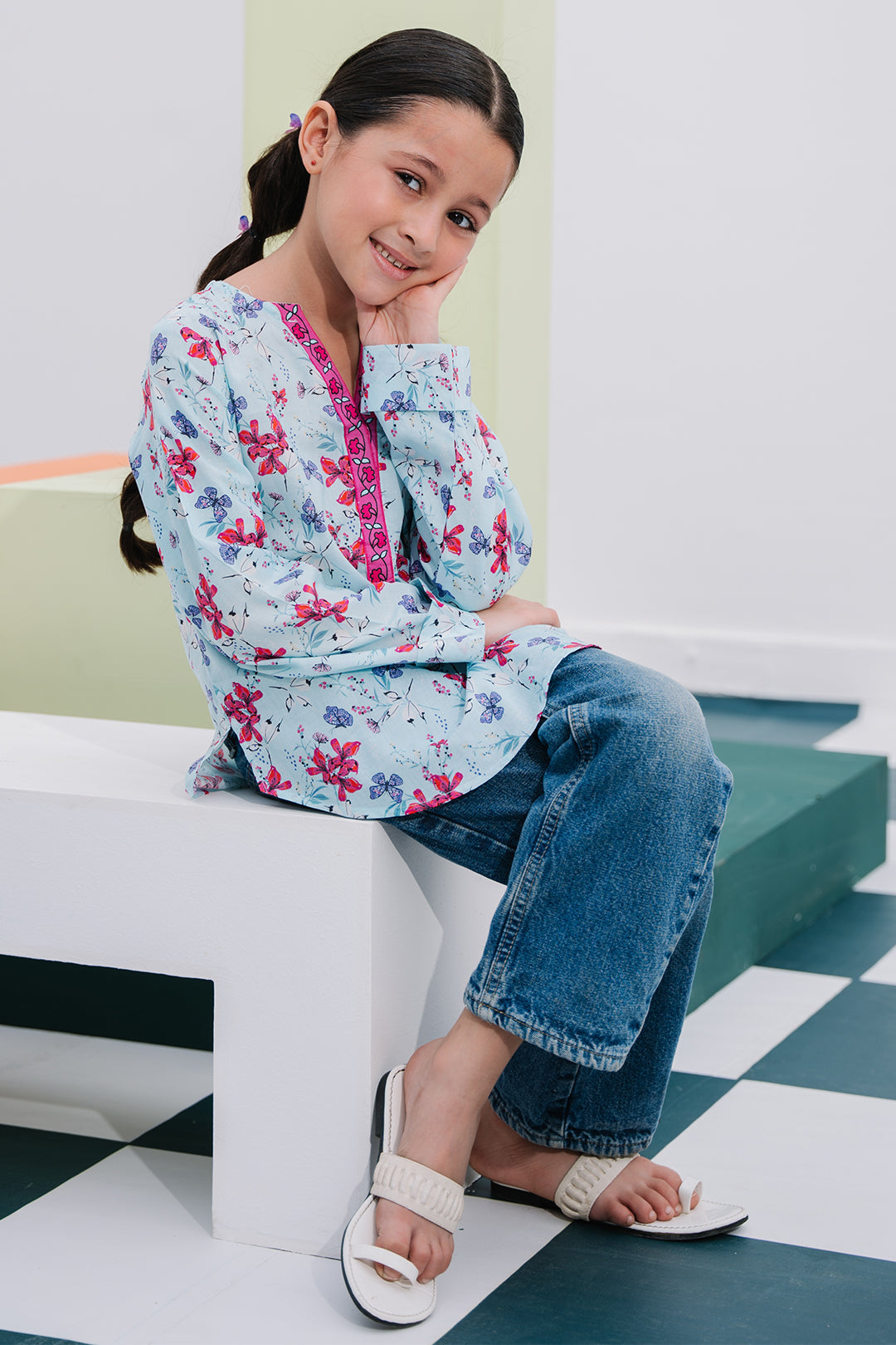 Zellbury Girls | 1 Piece Lawn | Kurta - 1387 -  Zellbury Girls Essential Pret - Original Designer Dress - House of Maryam