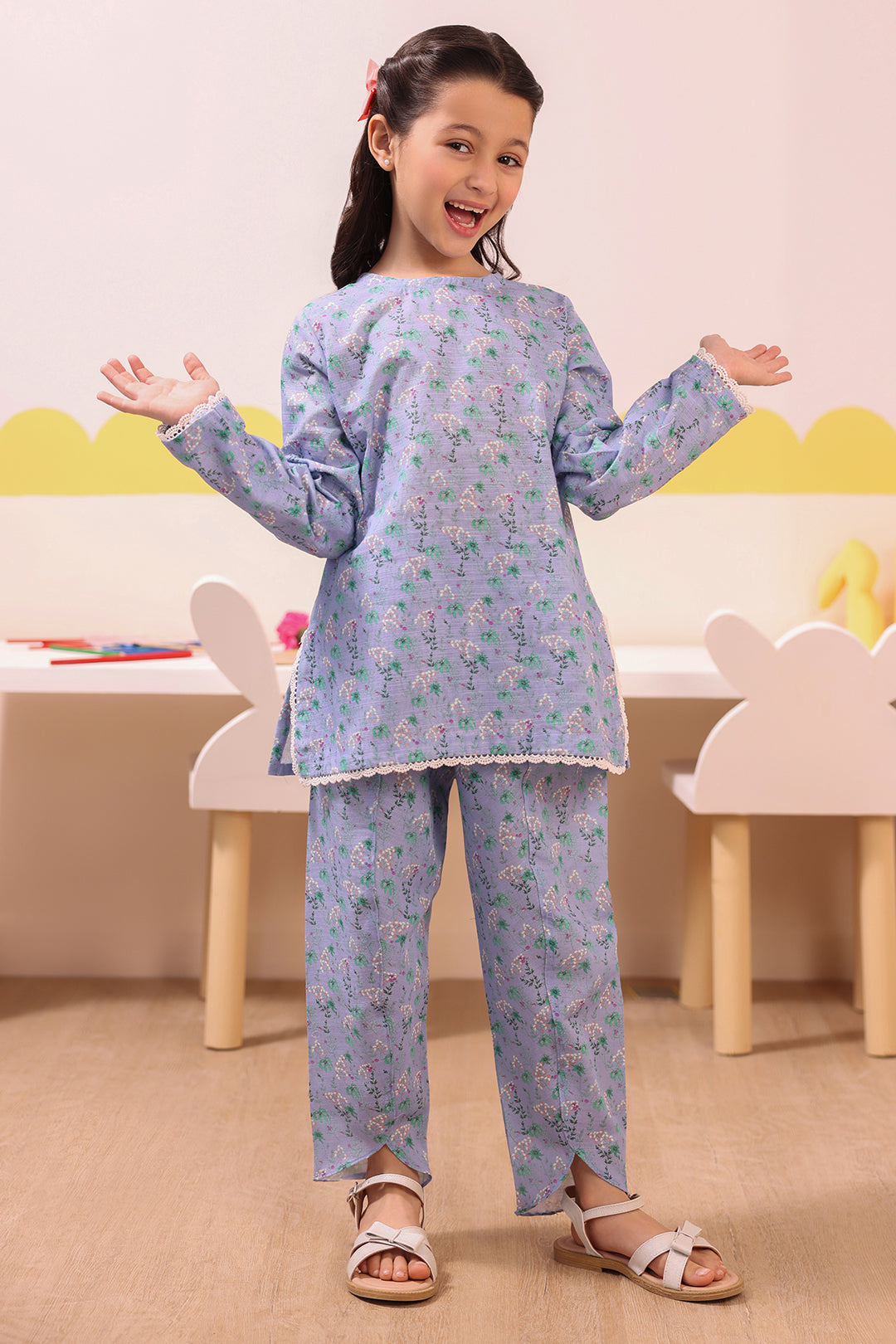 Zellbury Girls | 2 Piece Khaddar | Kurta Trouser - 2748 -  Zellbury Girls Essential Pret -  House of Maryam