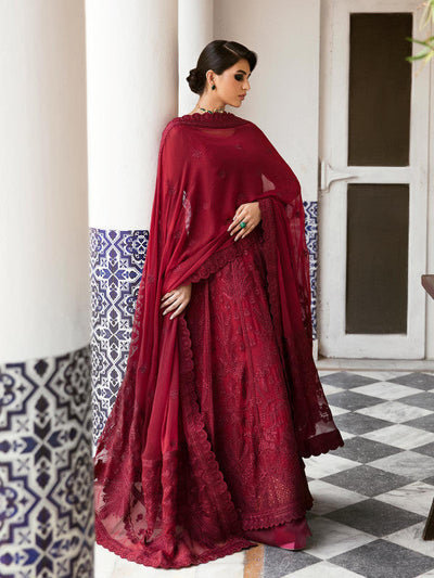 Gulaal | Embroidered Chiffon 23 | GARNET - (GL-EP23V1-09) -  Gulaal Formal - Original Designer Dress - House of Maryam