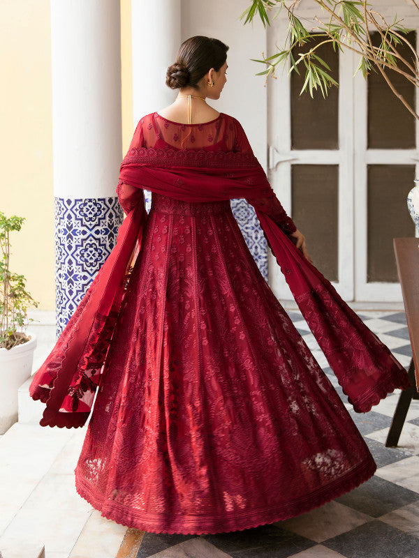 Gulaal | Embroidered Chiffon 23 | GARNET - (GL-EP23V1-09) -  Gulaal Formal - Original Designer Dress - House of Maryam