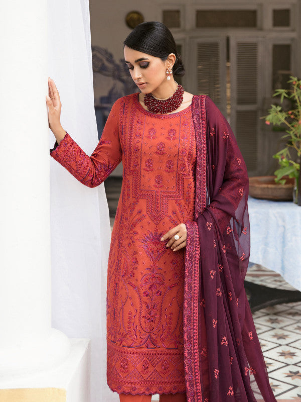 Gulaal | Embroidered Chiffon 23 | Nayaab -  Red Formal - Original Designer Dress - House of Maryam