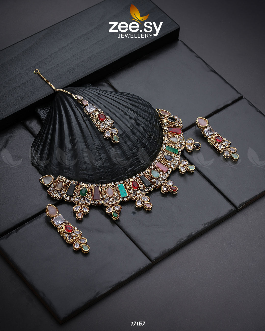 Gemstone Enchantment Necklace -  Zeesy Necklace Sets - Original Designer Dress - House of Maryam