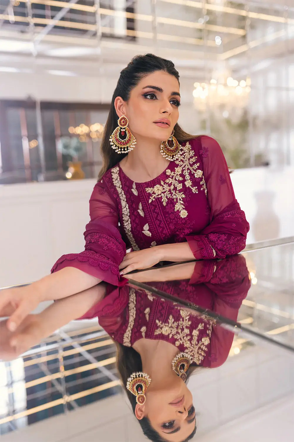Azure | Embroidered Ensembles 23 | Glooming Diva -  Azure Formal - Original Designer Dress - House of Maryam