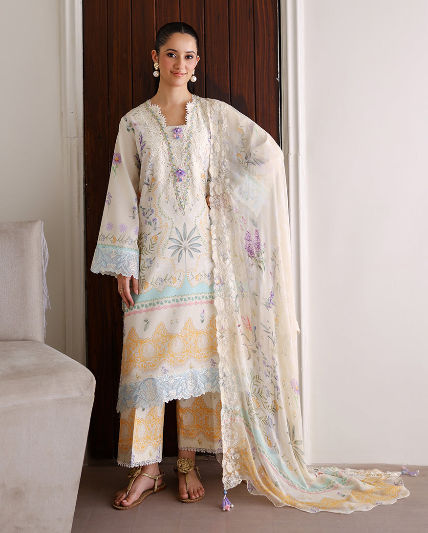 Roheenaz | Sunlit Tales Printed Embroidered Edit | Glowleaf-4