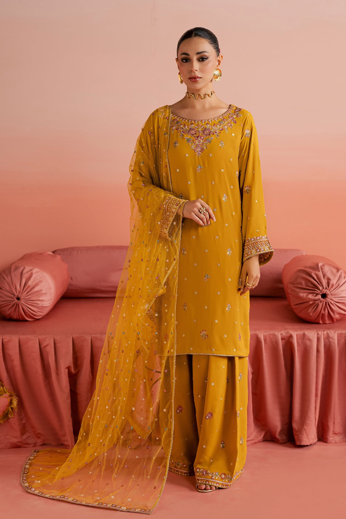 Batik | Gulmohar Festive Eid Edit 26' | Golden Glow 3Pc, image 4