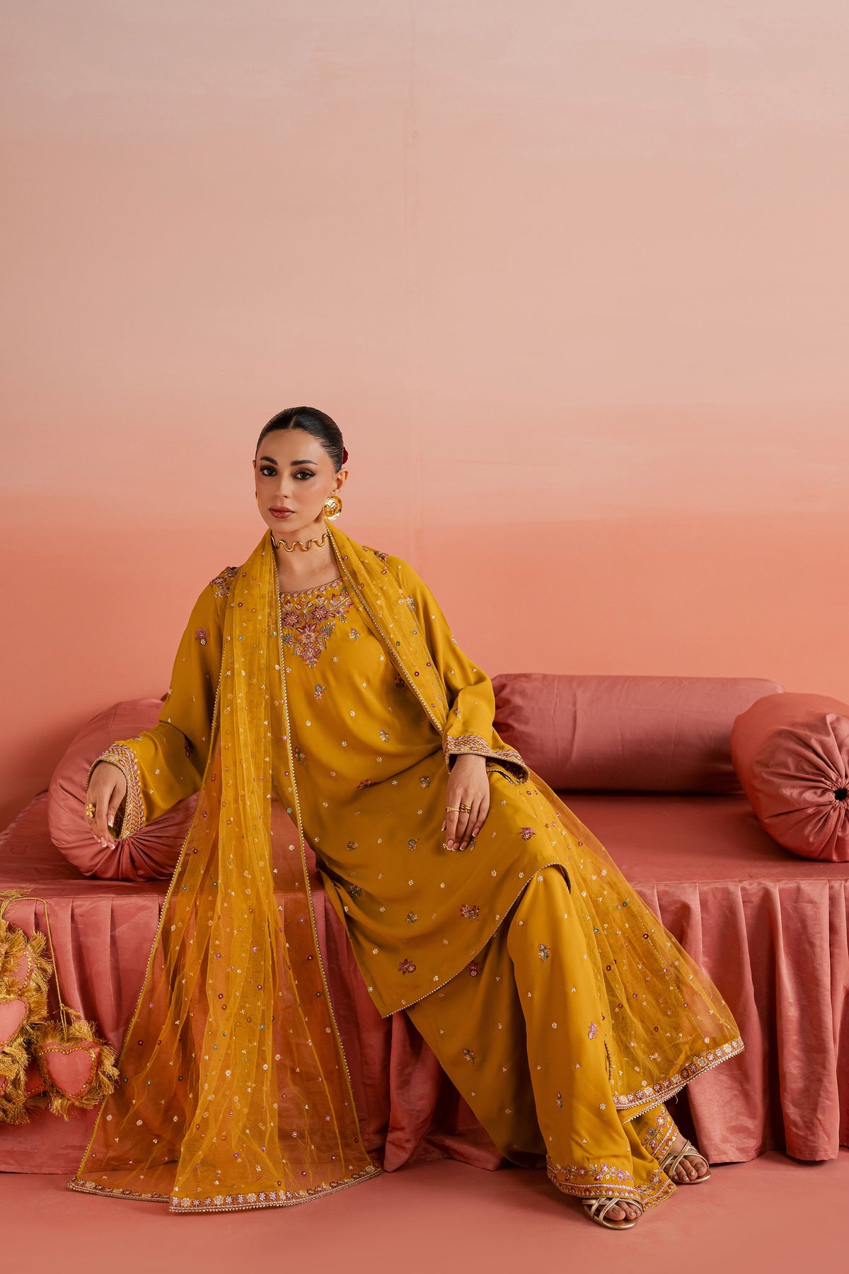 Batik | Gulmohar Festive Eid Edit 26' | Golden Glow 3Pc, image 3