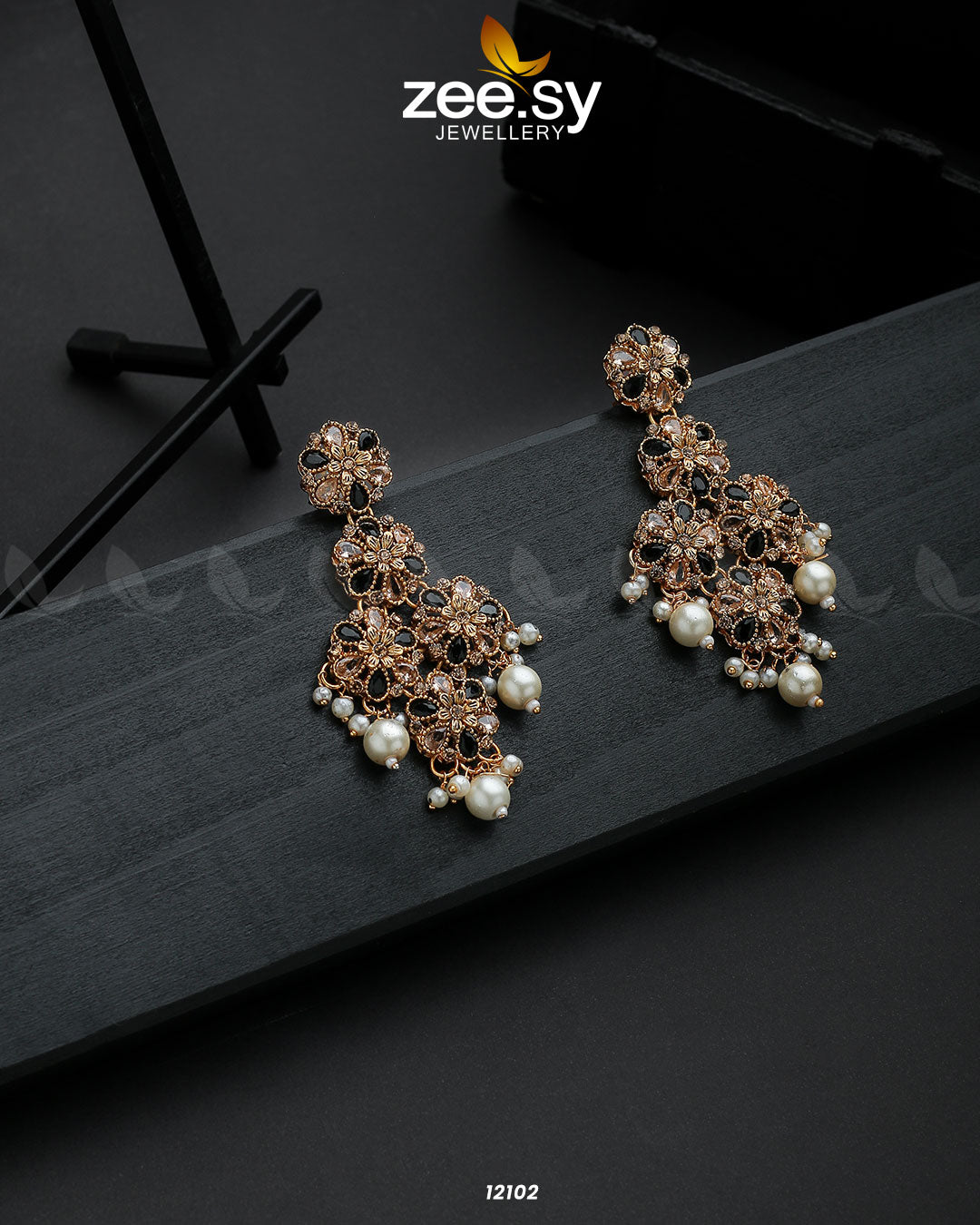Golden Orchid Elegance -  Zeesy Earrings - Original Designer Dress - House of Maryam