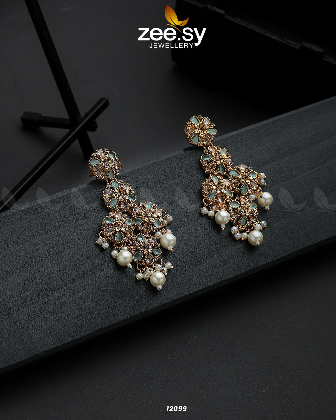 Golden Orchid Elegance -  Zeesy Earrings - Original Designer Dress - House of Maryam