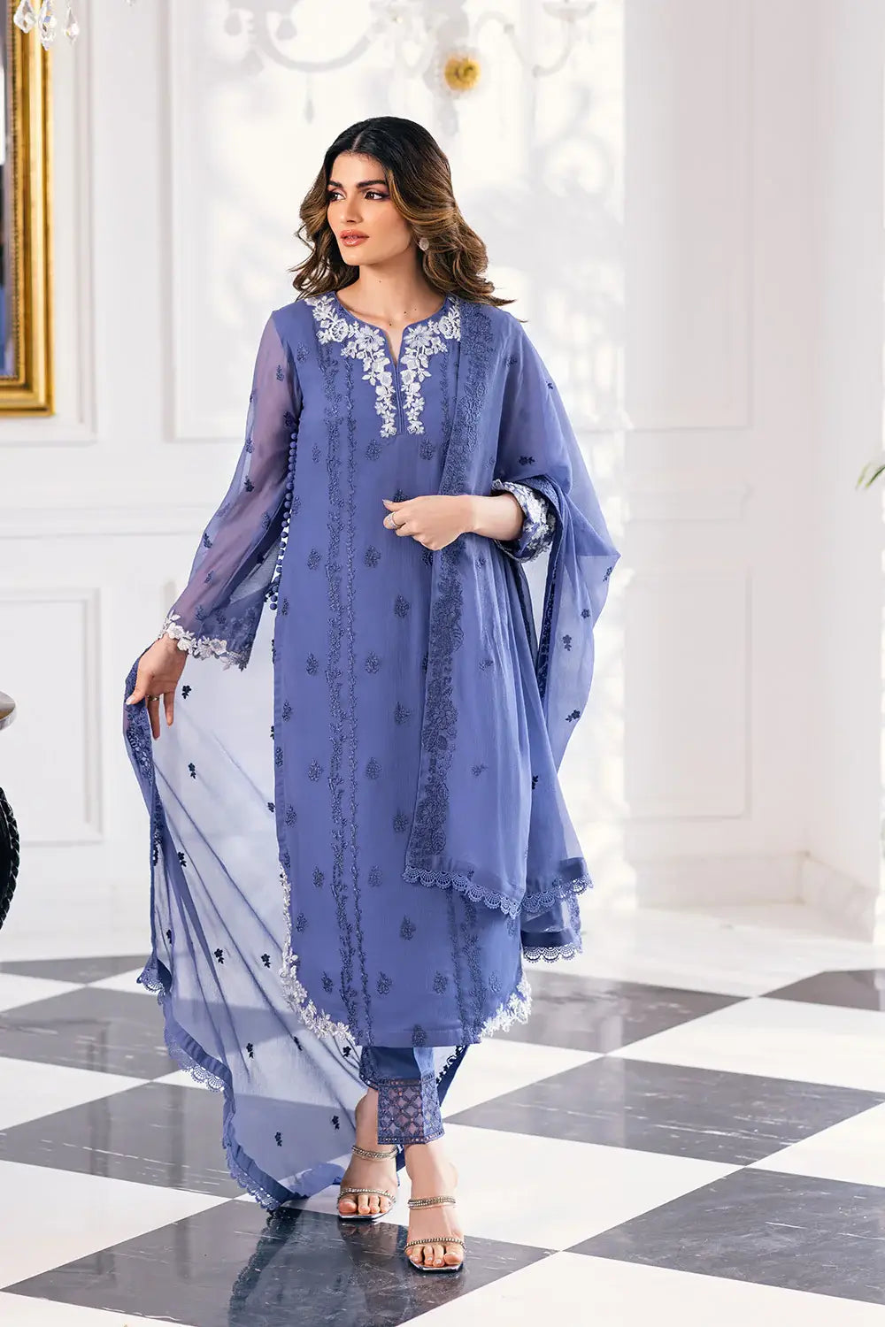Azure | Embroidered Ensembles 23 | Gradiant Glore -  Azure Formal - Original Designer Dress - House of Maryam