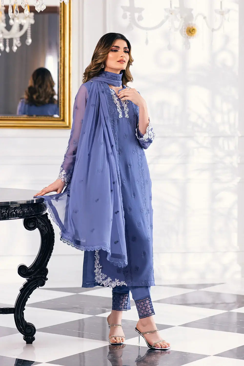 Azure | Embroidered Ensembles 23 | Gradiant Glore -  Azure Formal - Original Designer Dress - House of Maryam