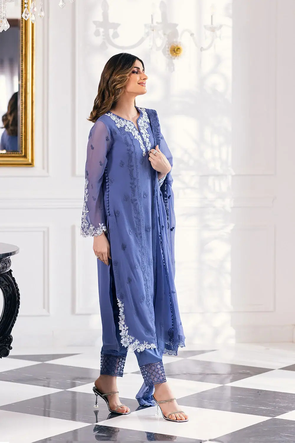 Azure | Embroidered Ensembles 23 | Gradiant Glore -  Azure Formal - Original Designer Dress - House of Maryam