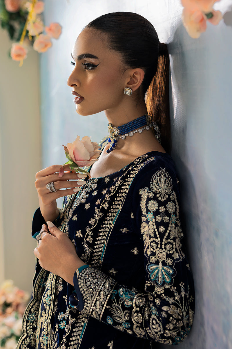 Gulaal | Celeste Velvet 24 | Azure -  Gulaal Ladies Clothes - Original Designer Dress - House of Maryam