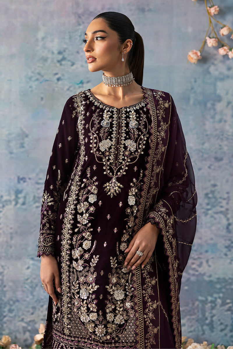 Gulaal | Celeste Velvet 24 | Plum -  Gulaal Ladies Clothes - Original Designer Dress - House of Maryam