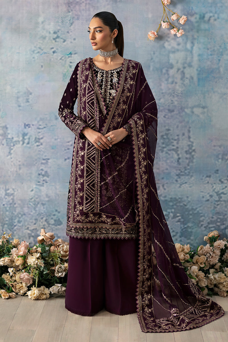 Gulaal | Celeste Velvet 24 | Plum -  Gulaal Ladies Clothes - Original Designer Dress - House of Maryam