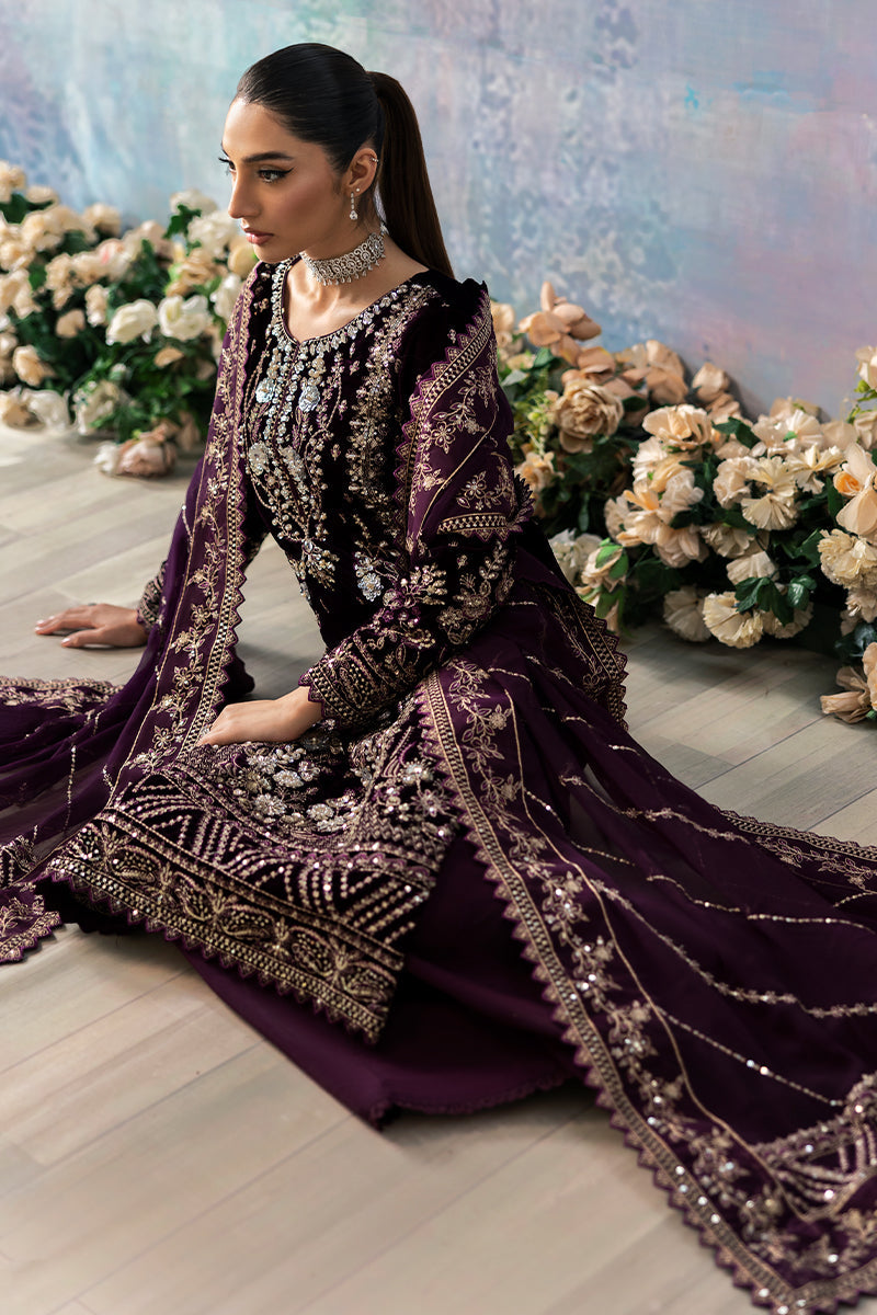 Gulaal | Celeste Velvet 24 | Plum -  Gulaal Ladies Clothes - Original Designer Dress - House of Maryam