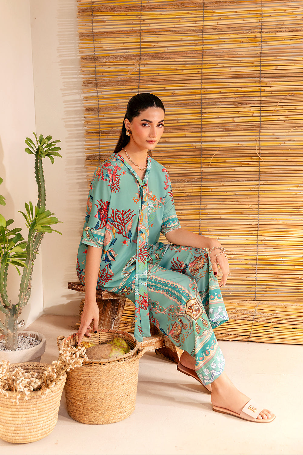 Saira Rizwan | Silk Coords 25 | COASTAL CHARM - SRSP-25-01, image 5