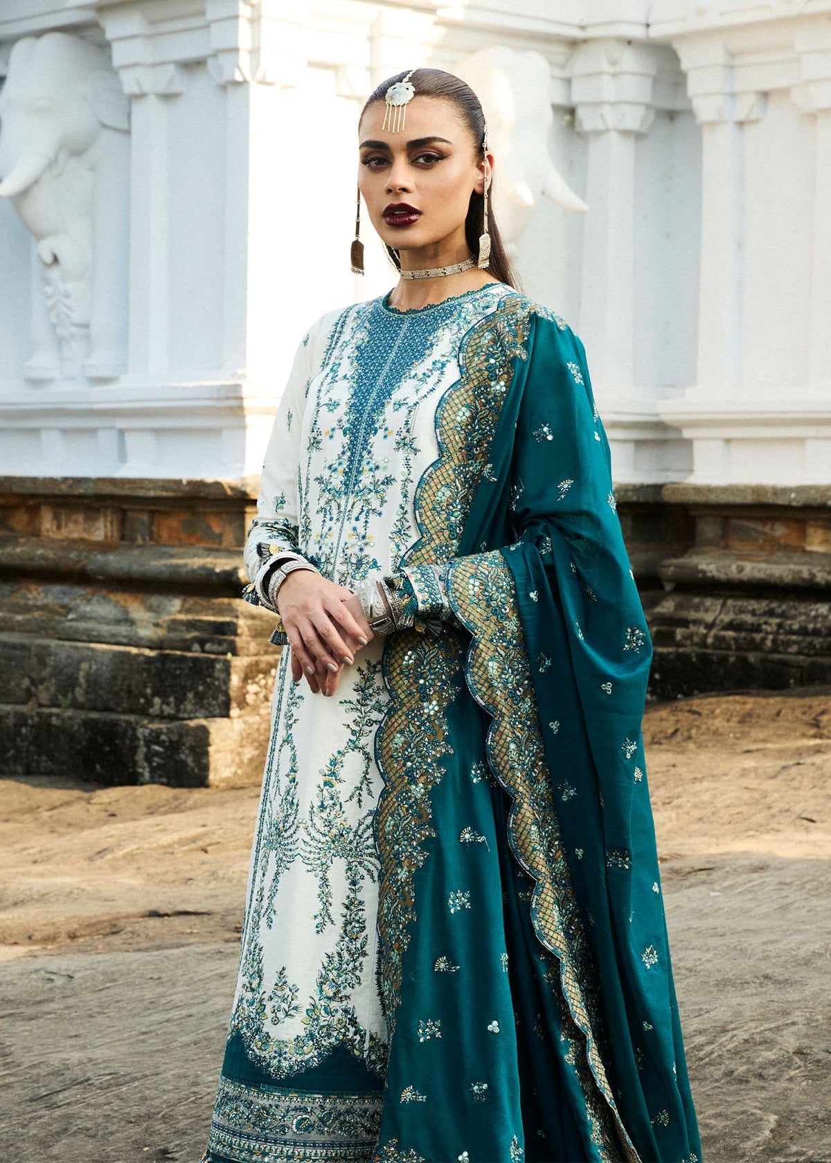 Hussain Rehar | Luxury Lawn 25 | Veil -  Hussain Rehar Ladies Clothes - Original Designer Dress - House of Maryam