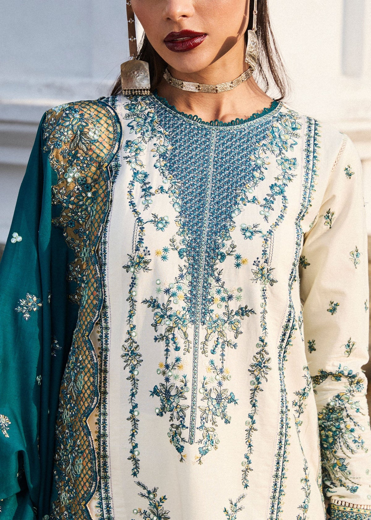 Hussain Rehar | Luxury Lawn 25 | Veil -  Hussain Rehar Ladies Clothes - Original Designer Dress - House of Maryam