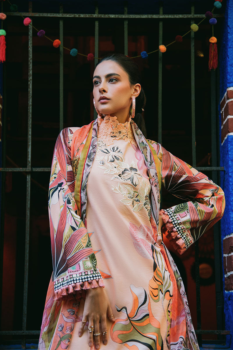 Mushq | La Dolce Hemline Prints 25 | Peach Poppies -  Mushq Ladies Clothes - Original Designer Dress - House of Maryam