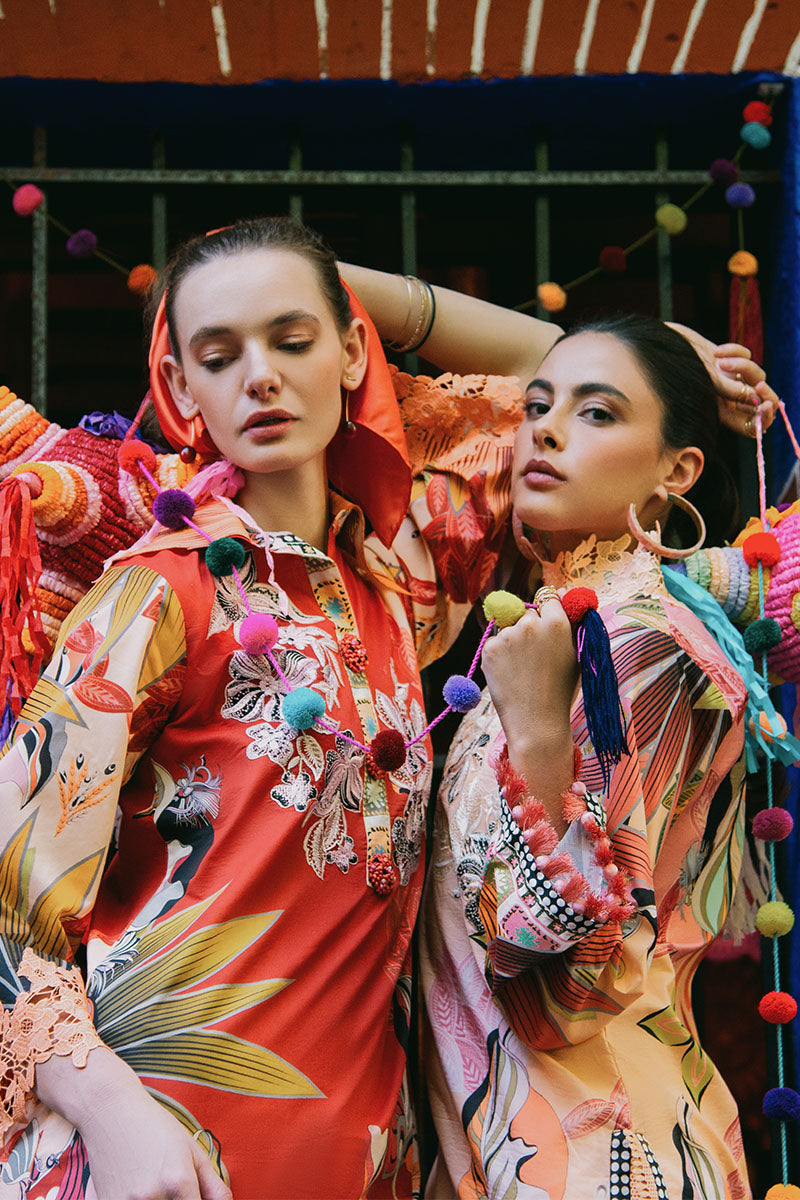 Mushq | La Dolce Hemline Prints 25 | Peach Poppies -  Mushq Ladies Clothes - Original Designer Dress - House of Maryam