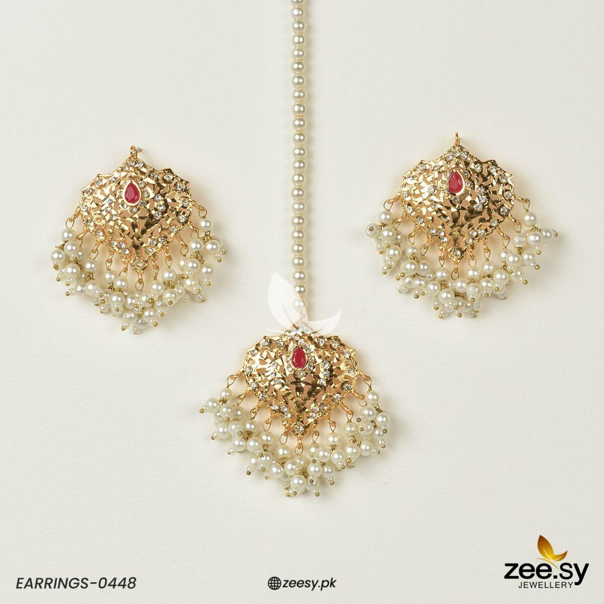 Hyderabadi Earrings-0448 -  Zeesy Earrings - Original Designer Dress - House of Maryam