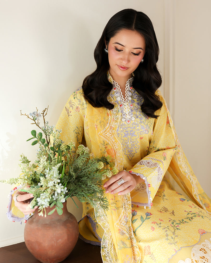 Roheenaz | Sunlit Tales Printed Embroidered Edit | Honey Haze-5