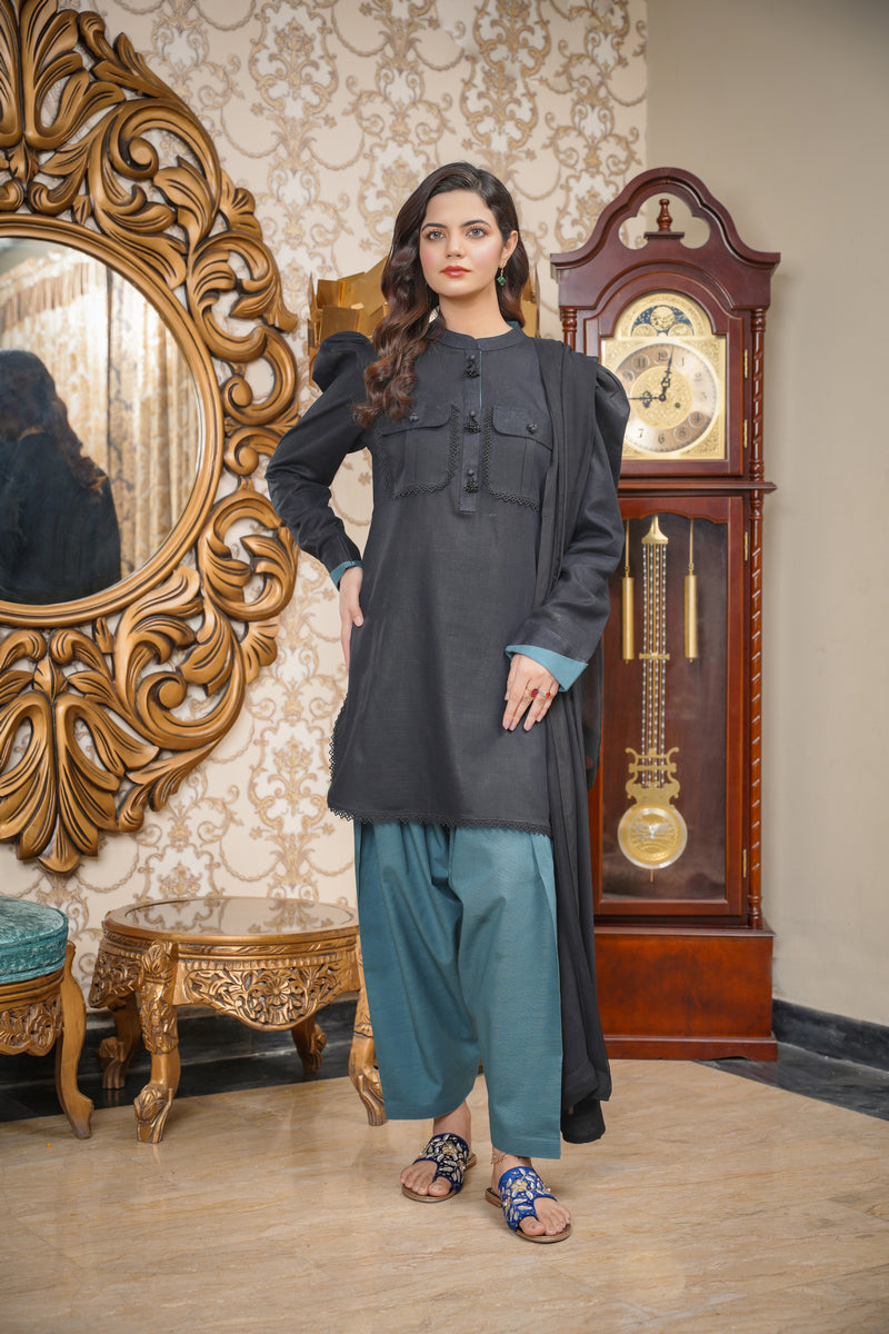 House of Maryam Basics | Slub Winter 23 | HB-BLK by Designer House of Maryam Basics - House of Maryam - Pakistani Designer Ethnic Wear in {{ shop.shopifyCountryName }}