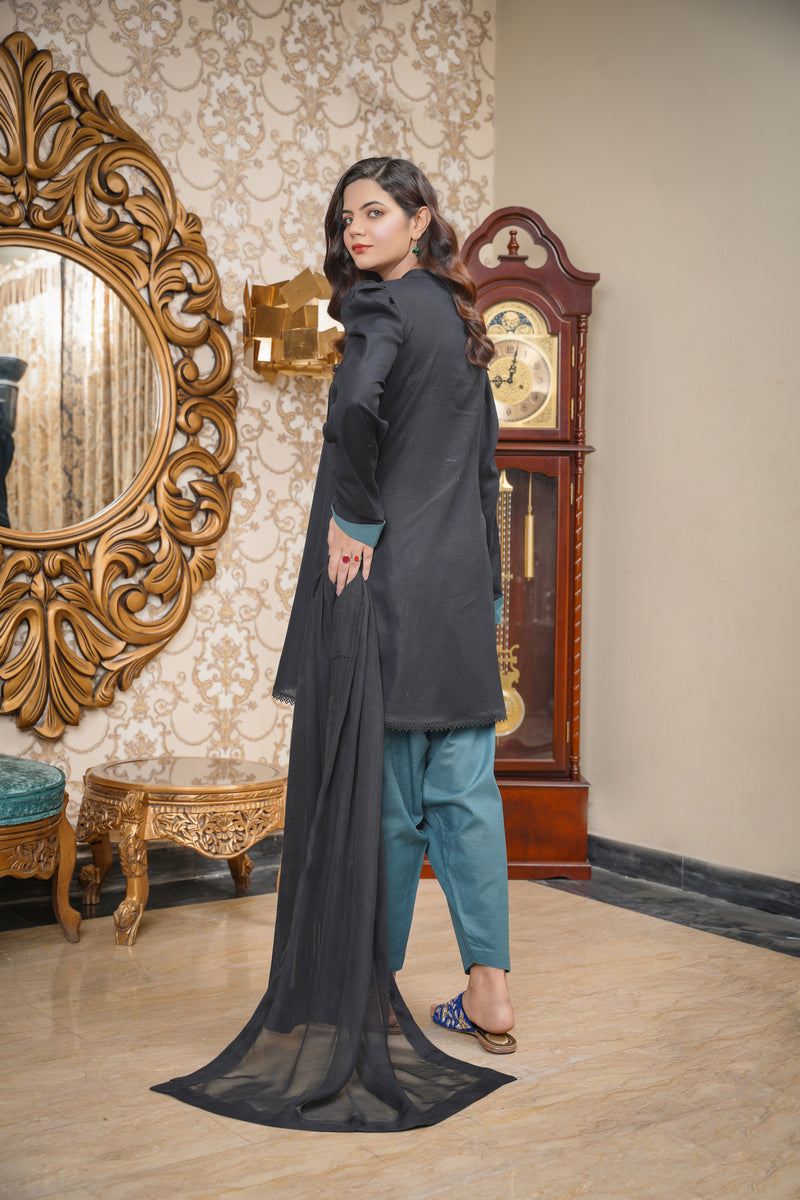 House of Maryam Basics | Slub Winter 23 | HB-BLK by Designer House of Maryam Basics - House of Maryam - Pakistani Designer Ethnic Wear in {{ shop.shopifyCountryName }}