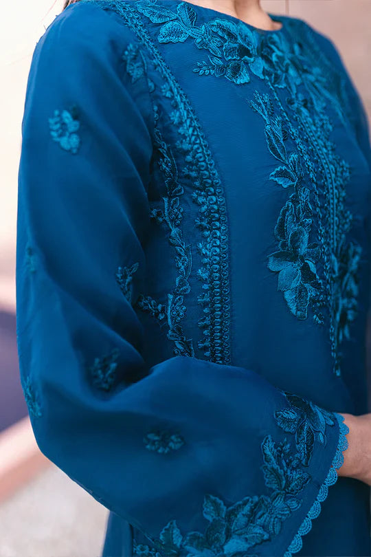 Azure | Embroidered Ensembles 3 Pcs | Hydrangea Hues -  Azure Formal - Original Designer Dress - House of Maryam