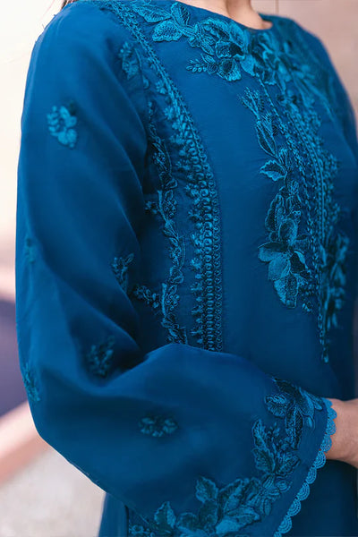 Azure | Embroidered Ensembles 3 Pcs | Hydrangea Hues -  Azure Formal - Original Designer Dress - House of Maryam