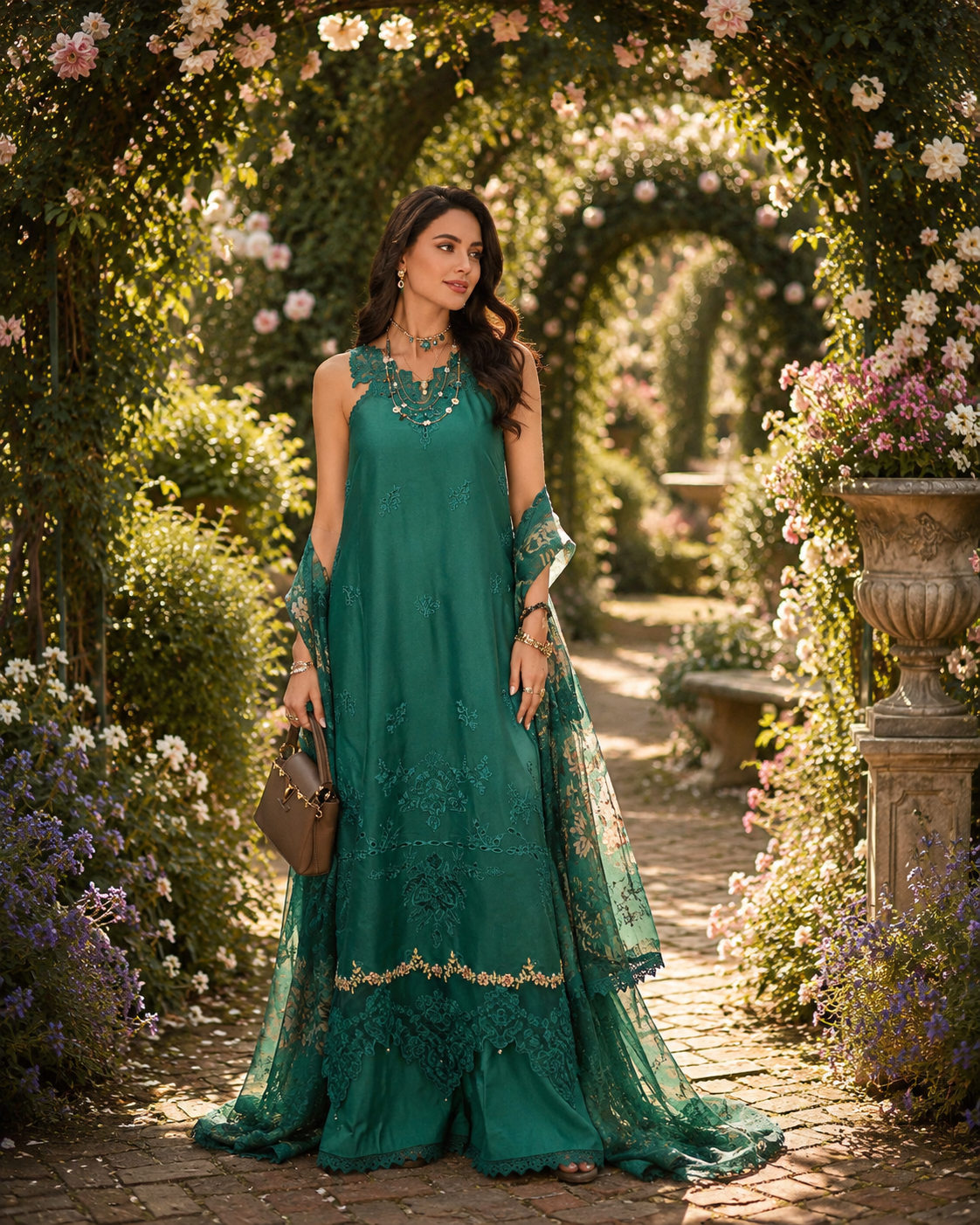 Noor by Saadia Asad | Noor Eid Printskhas 26 | D2 €“ Peacock Green