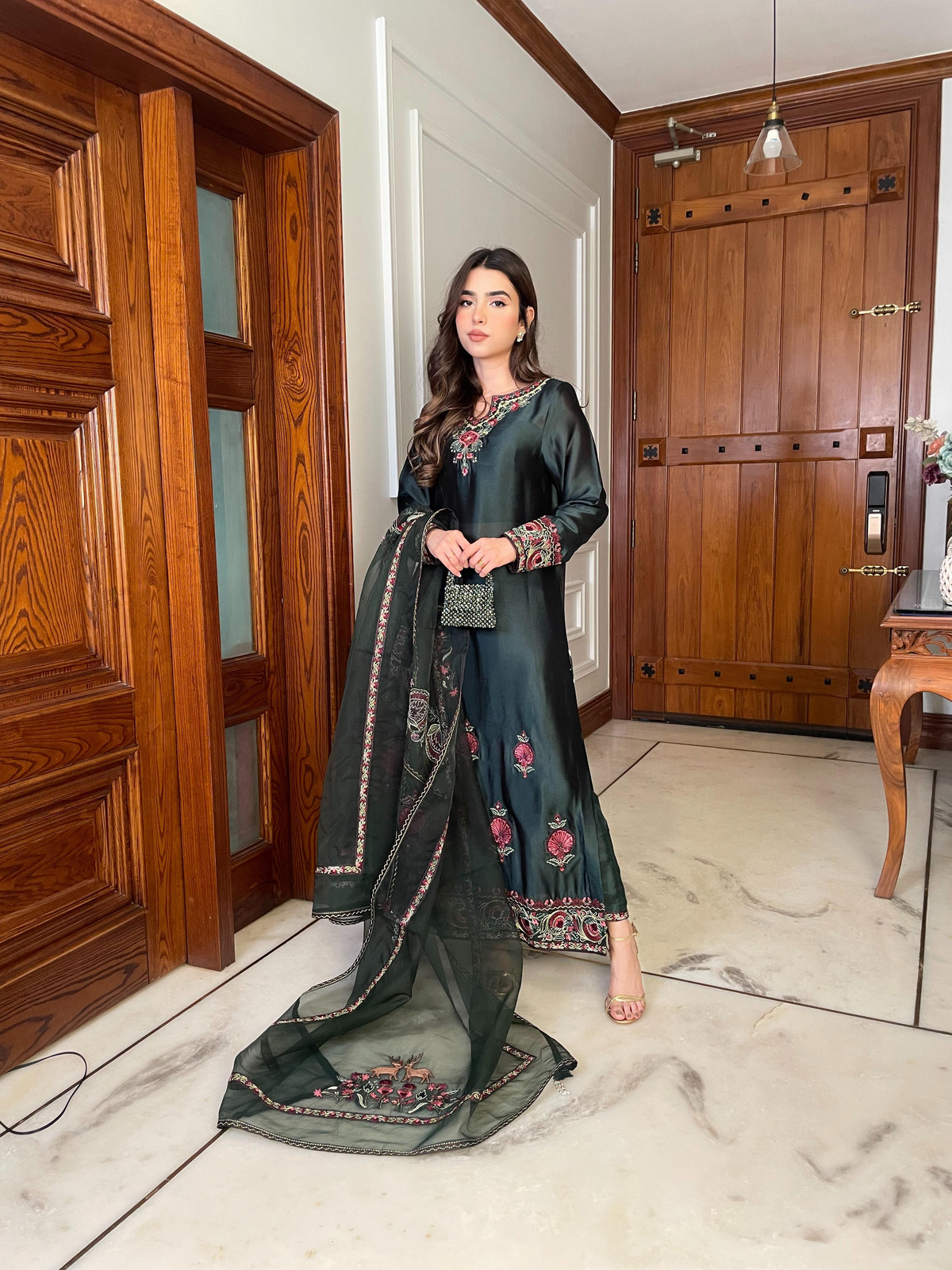 Muntaha | Zara Semi Formals | Raqs - Bottle Green by Muntaha by Shanzay Fahad, image 2